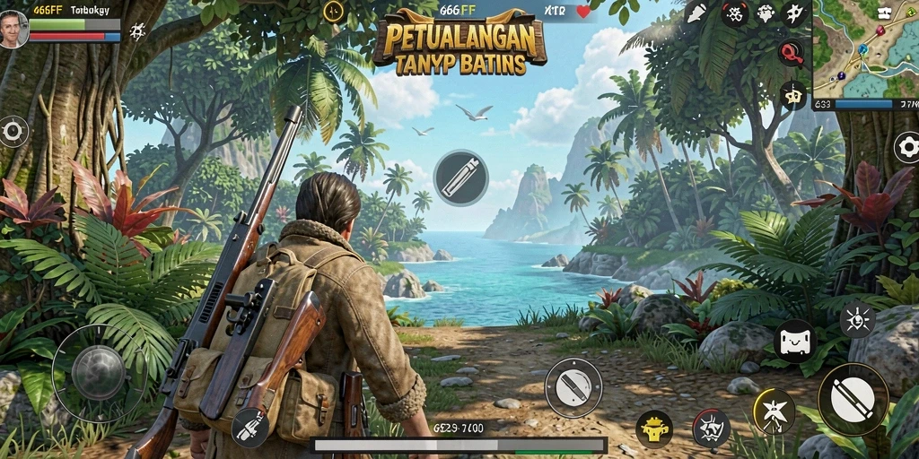 Screenshot gameplay menunjukkan petualangan seru dalam dunia terbuka.