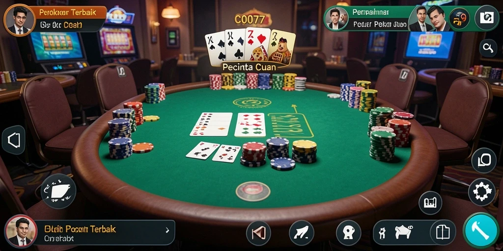Tampilan gameplay Poker yang mendebarkan di C0077.