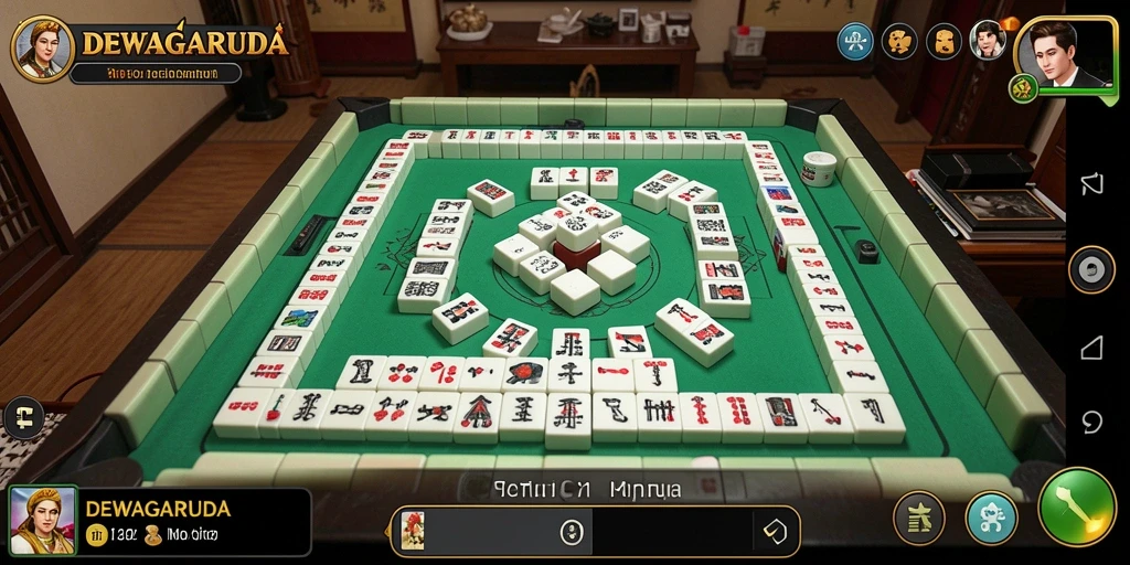 Tampilan gameplay seru DEWAGARUDA saat mencocokkan ubin Mahjong.