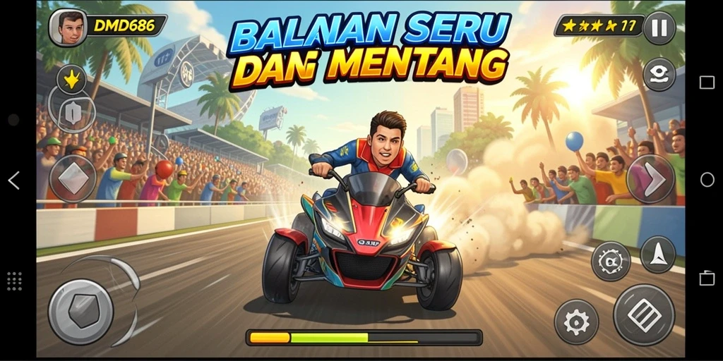 Tampilan gameplay balapan seru di DMD686 yang memukau.