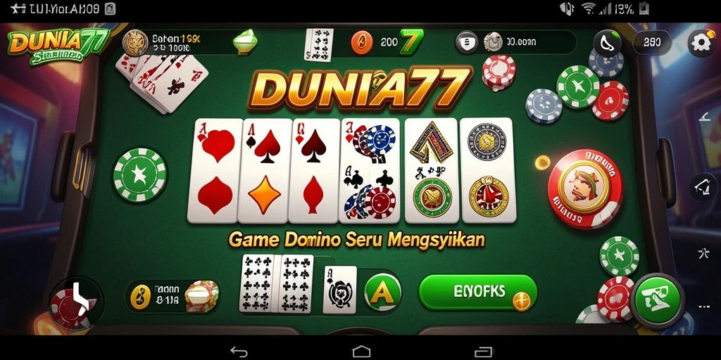 Screenshot gameplay Domino DUNIA77 yang menampilkan keseruan bermain.
