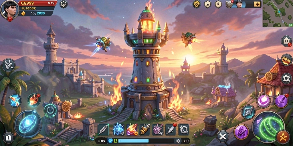 Tampilan gameplay seru dari GG999 dengan strategi Tower Defense.