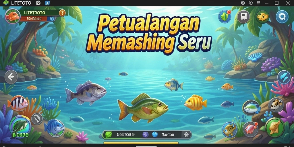 Tampilan gameplay LITETOTO dengan aksi memancing yang seru.