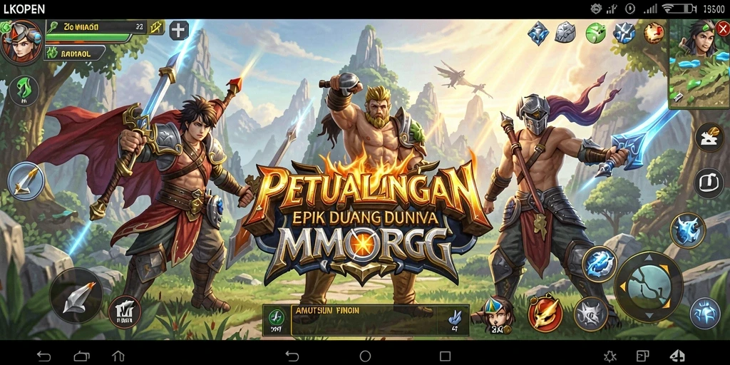 Screenshot utama LKOPEN menampilkan aksi seru dalam gameplay MMORPG.