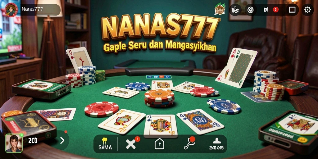 Tampilan gameplay seru dalam NANAS777, permainan Gaple yang menyenangkan.