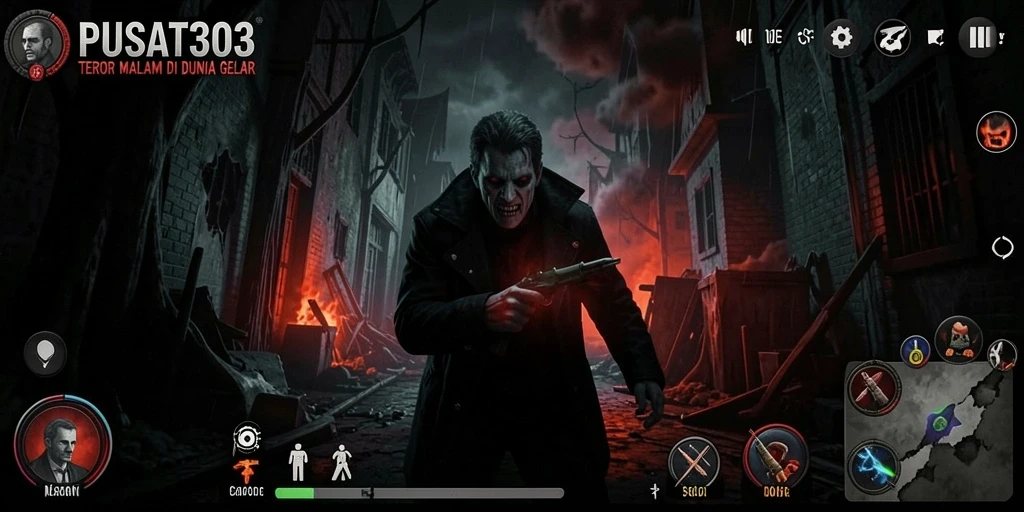 Screenshot menampilkan suasana mencekam dari gameplay PUSAT303.