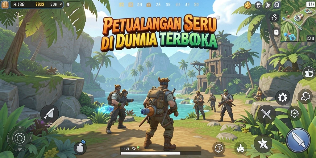 Screenshot gameplay RI188 menampilkan petualangan di dunia terbuka.