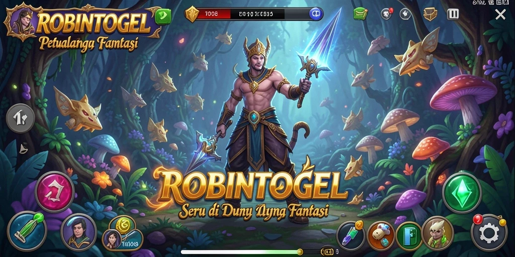 Tampilan dinamis game RPG ROBINTOGEL dengan karakter beraksi.
