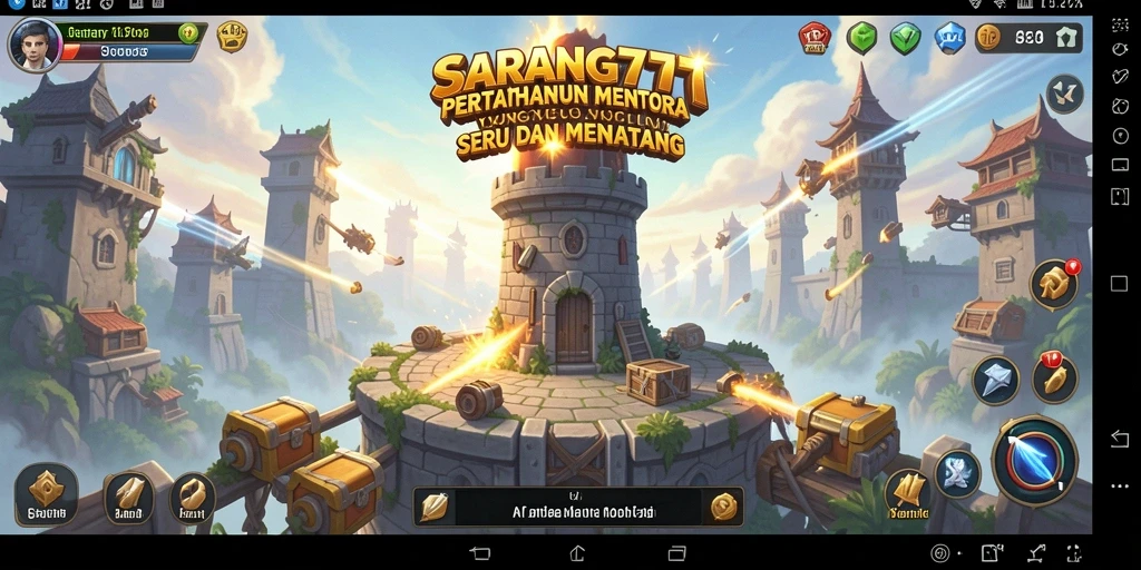 Gameplay SARANG777 menampilkan menara pertahanan yang mendebarkan dan musuh yang penuh tantangan.