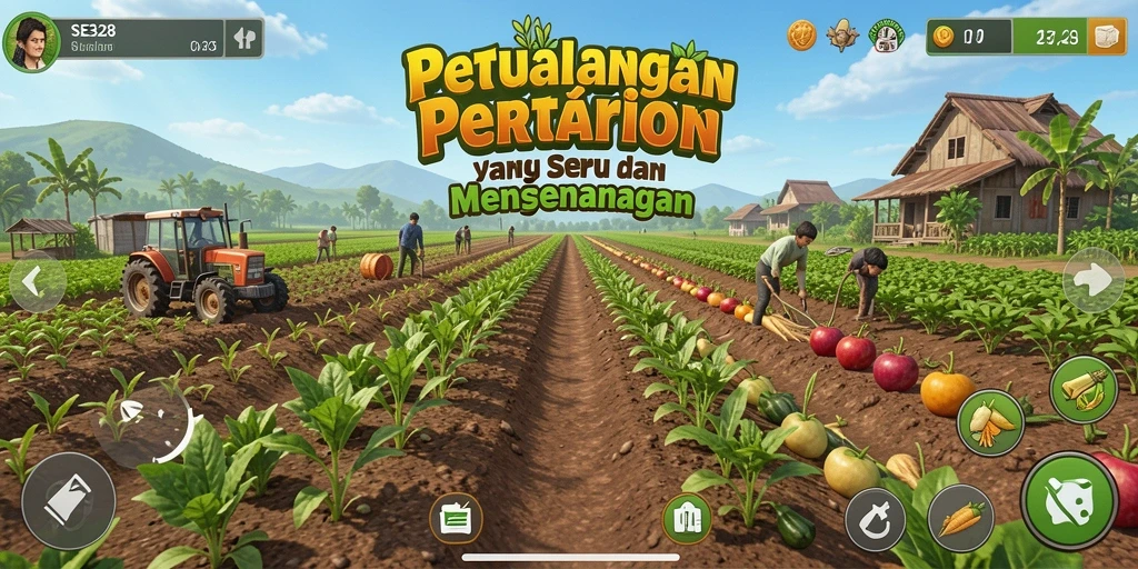 Tangkapan layar SE328 menampilkan gameplay menarik dalam pertanian yang interaktif.