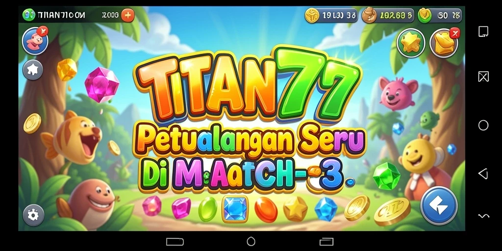 Screenshot gameplay menyenangkan di TITAN777 yang menampilkan kombinasi permata.