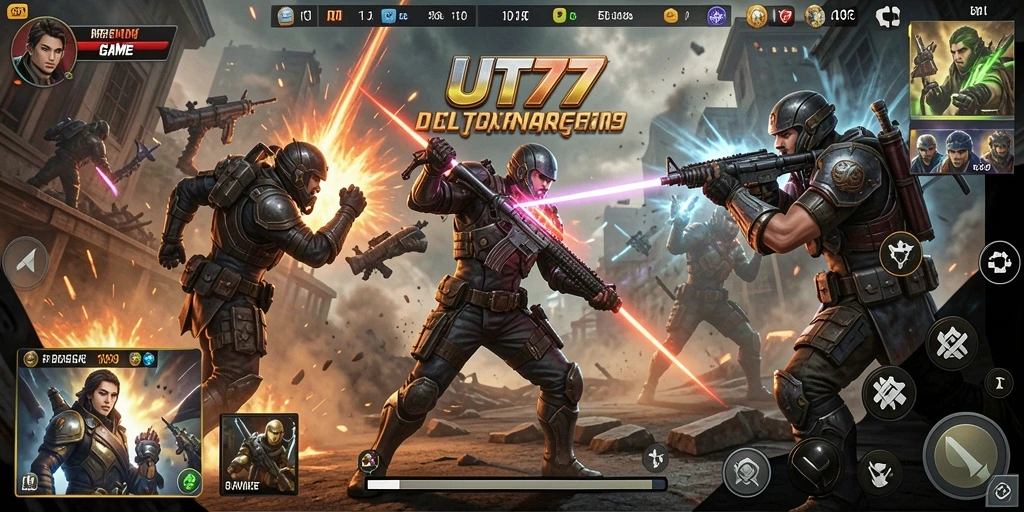 Screenshot UT77 menunjukkan aksi pertarungan yang mendebarkan dan visual yang menawan.
