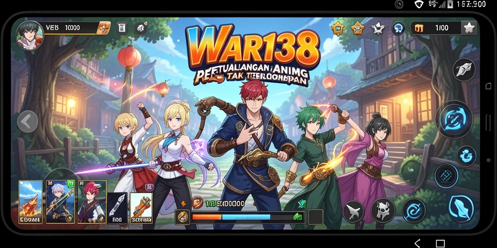 Tampilan gameplay WAR138 menunjukkan aksi seru dengan karakter Anime.