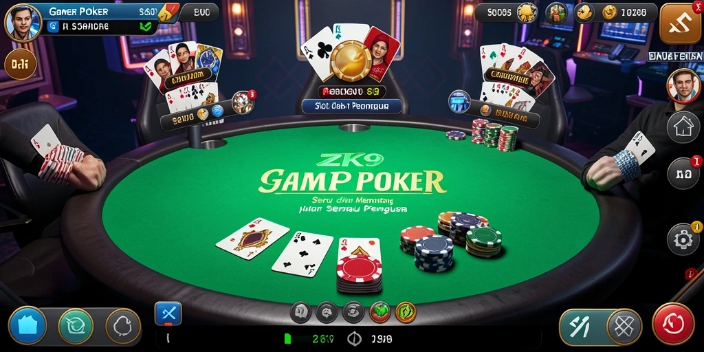 Tampilan gameplay ZK9 menunjukkan keseruan permainan Poker.